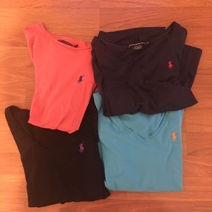 Four Ralph Lauren Polo tees
